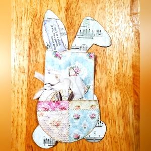 🐣 HAND CRAFTED Easter bunny journal card pockets doublesided
